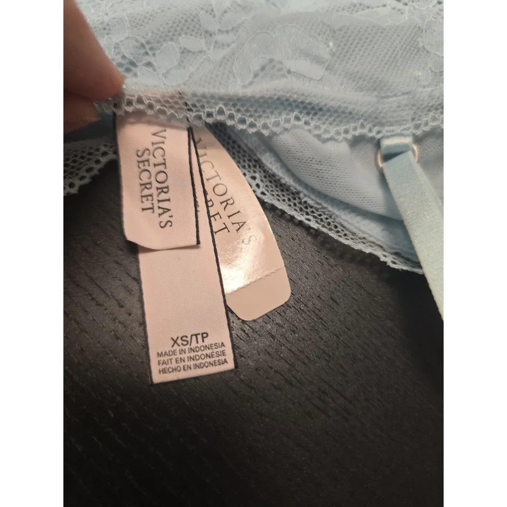 NWT Victoria's Secret Lace Bralette XS Light Blue Sheer Crop Top Unlined Wireles